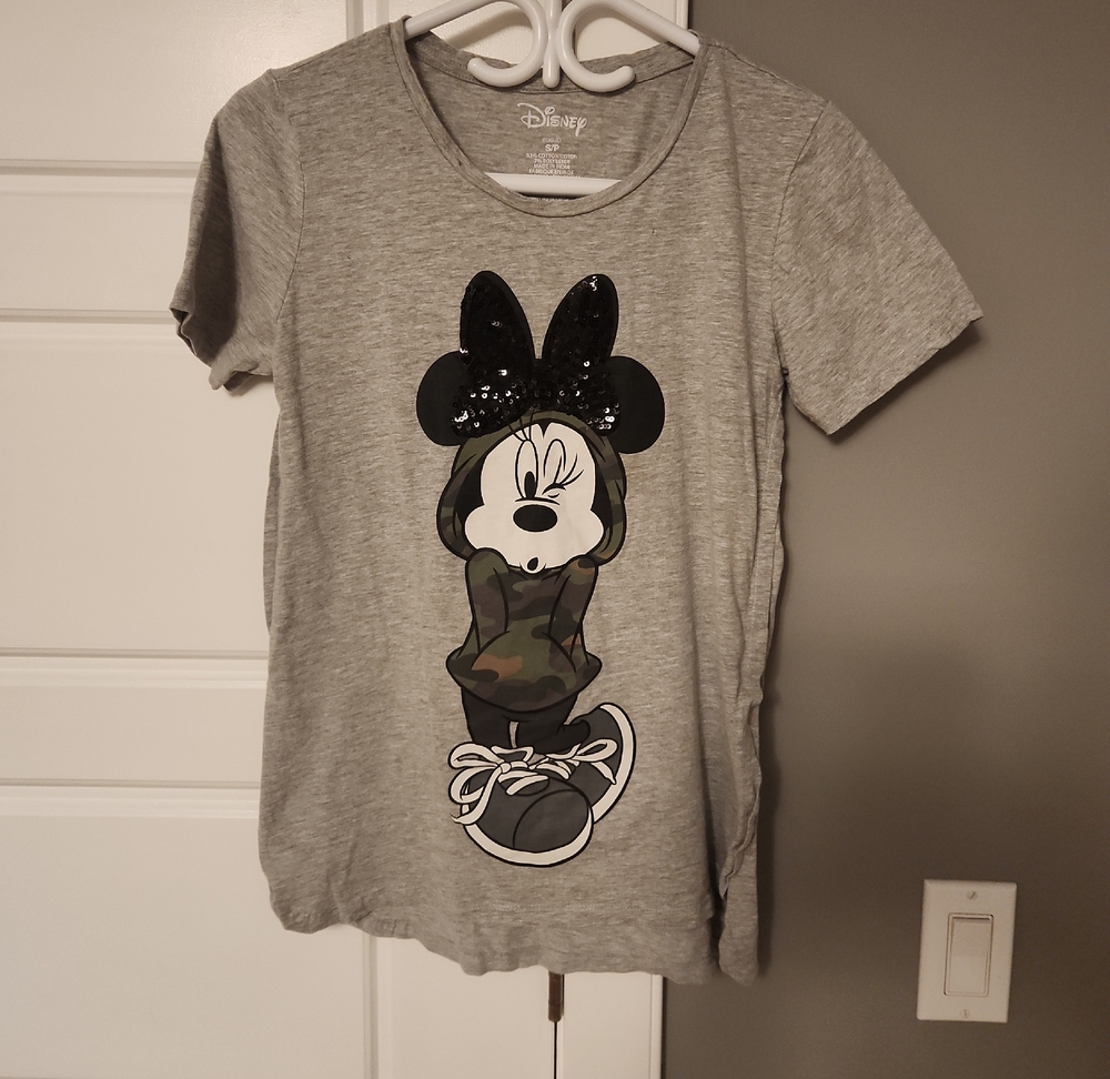 Disney Gray T-Shirt with Minnie Mouse Camo Graphic